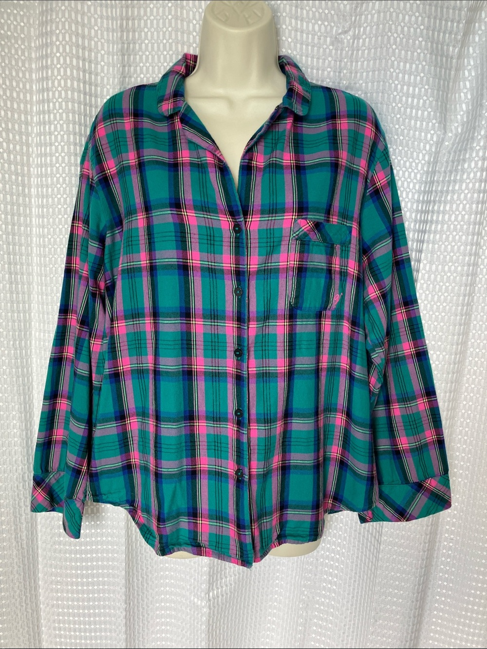 Victoria's Secret Pajama Sleep Shirt Bundle 2 Cotton Modal Plaid Women's Size M - Picture 6 of 15